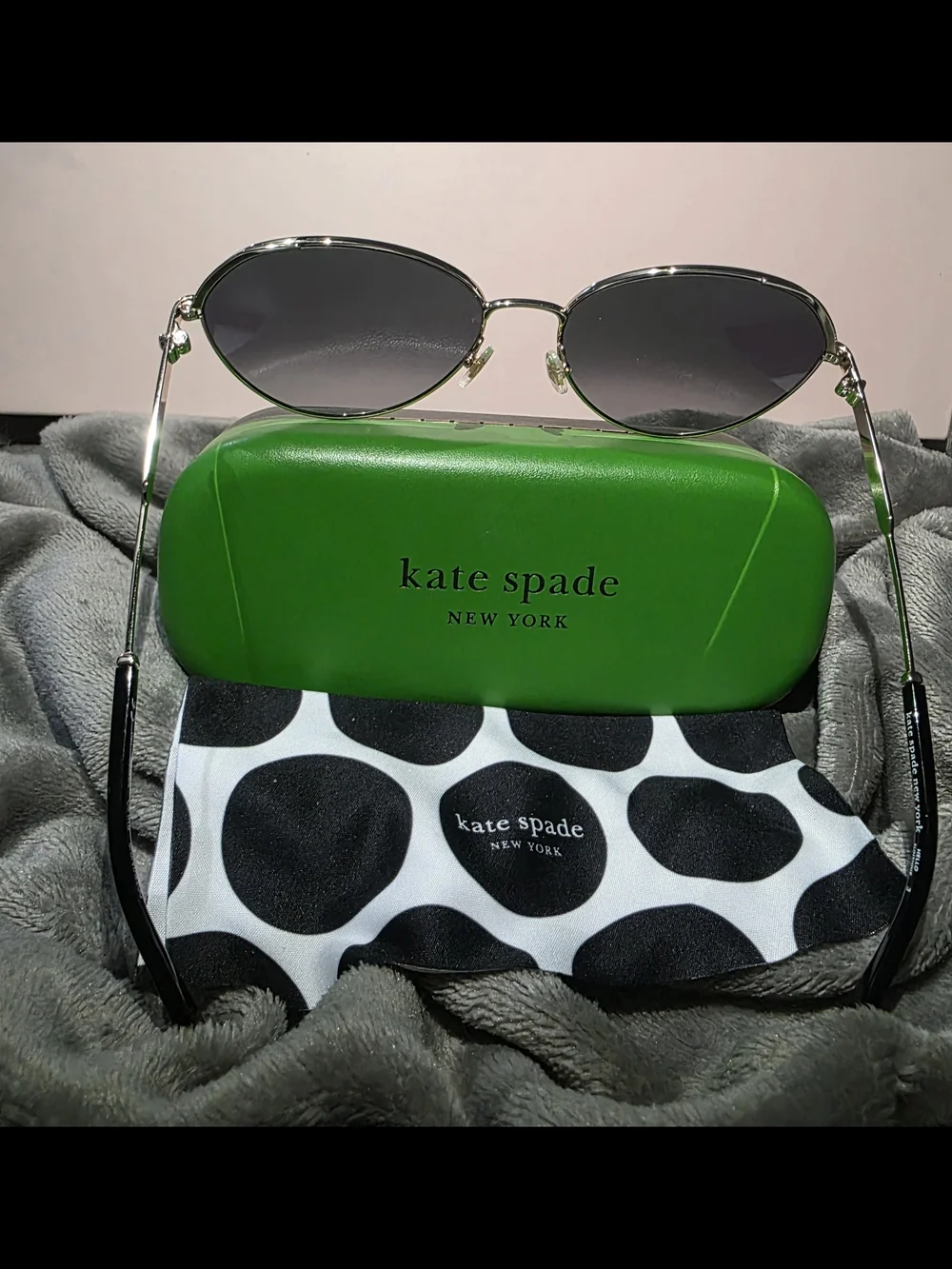kate spade Silver Frame Sunglasses with Black Lenses